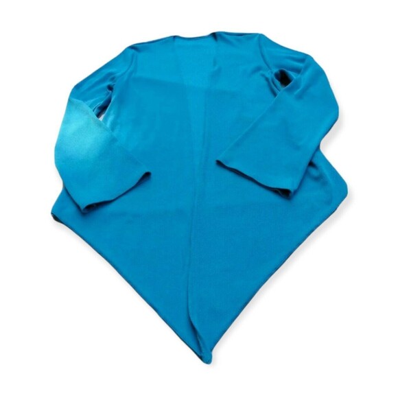 Spread Your Wings Woman Sweater Sz S Long Wide Sleeves Blue Open Pointed Front - Picture 1 of 5